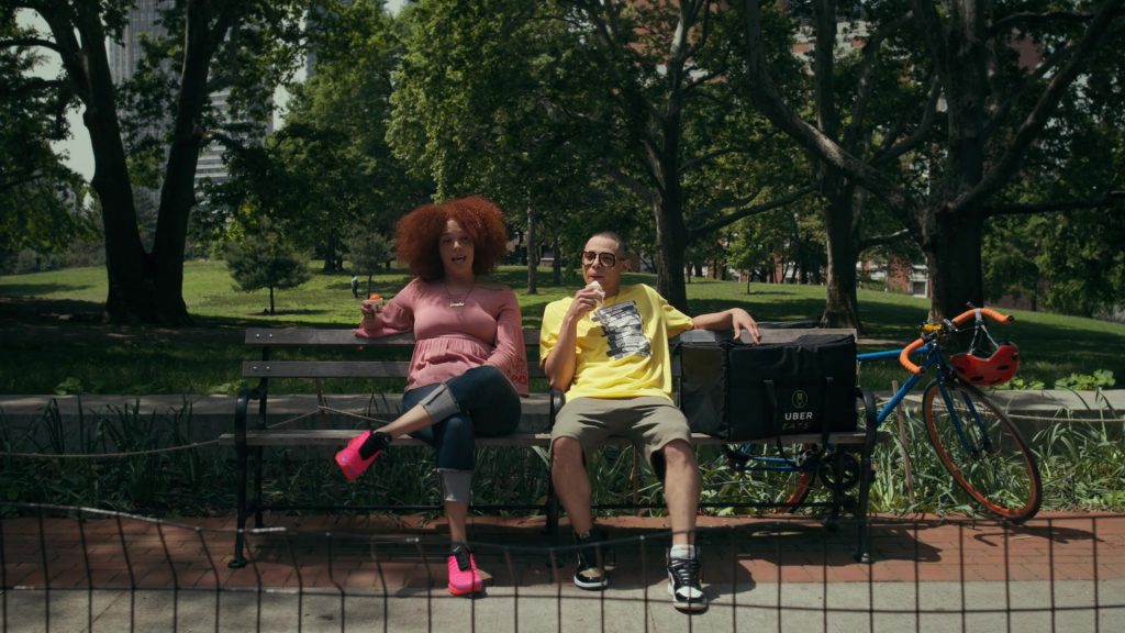 Uber Eats and Nike Women's Pink Sneakers in She's Gotta Have It – Season 2, Episode 3, #LuvStings (2019) (Image 1)