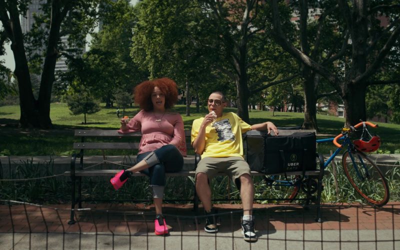 Uber Eats and Nike Women's Pink Sneakers in She's Gotta Have It – Season 2, Episode 3, #LuvStings (2019) (Image 1)