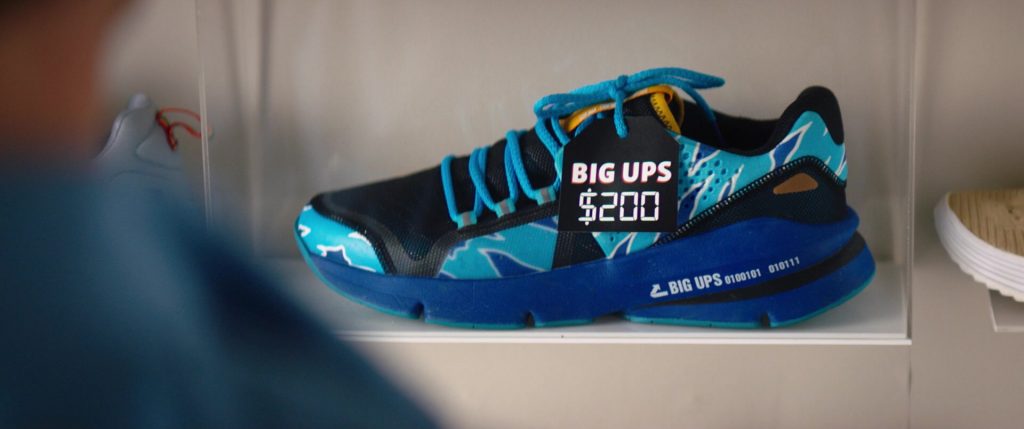 Under Armour Forge RC Big Ups Blue Camo Sneakers of Ryan Reynolds as Guy in Free Guy (2021) (Image 1)