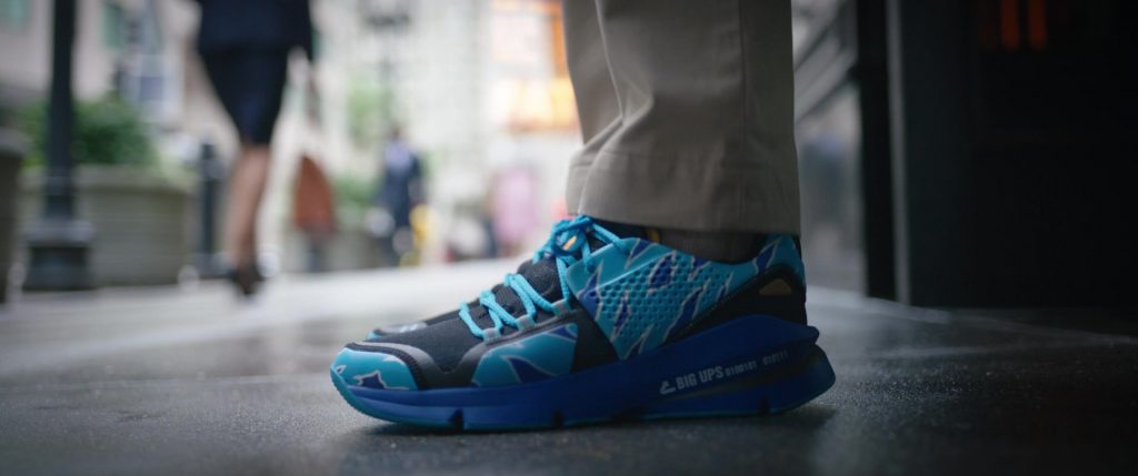 Under Armour Forge RC Big Ups Blue Camo Sneakers of Ryan Reynolds as Guy in Free Guy (2021) (Image 2)