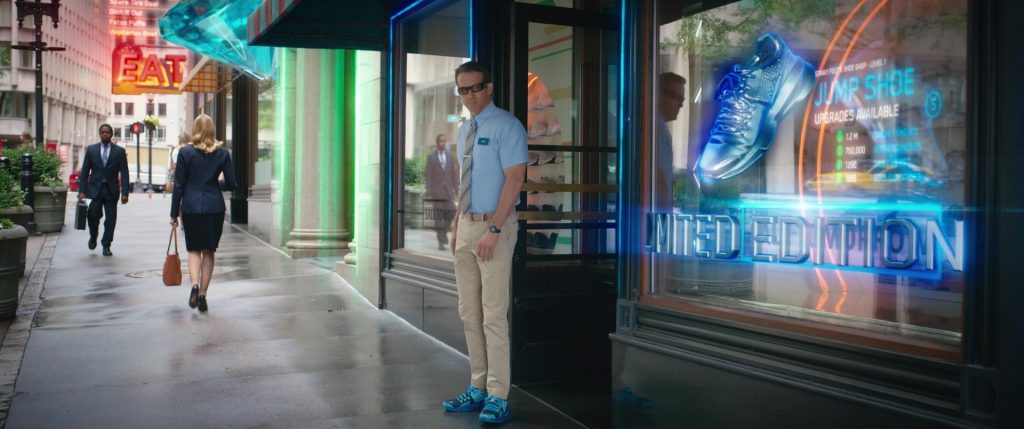 Under Armour Forge RC Big Ups Blue Camo Sneakers of Ryan Reynolds as Guy in Free Guy (2021) (Image 3)