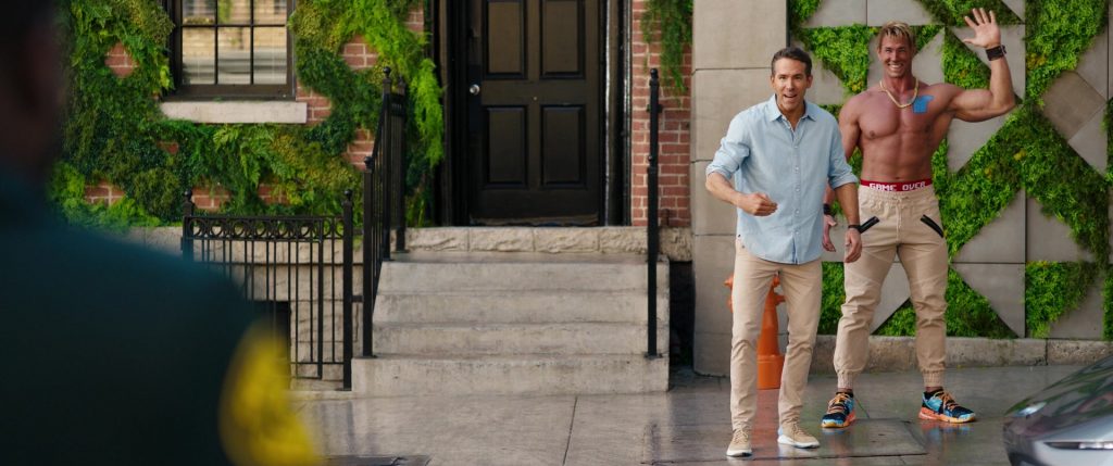 Under Armour Forge RC Big Ups Blue Camo Sneakers of Ryan Reynolds as Guy in Free Guy (2021) (Image 5)