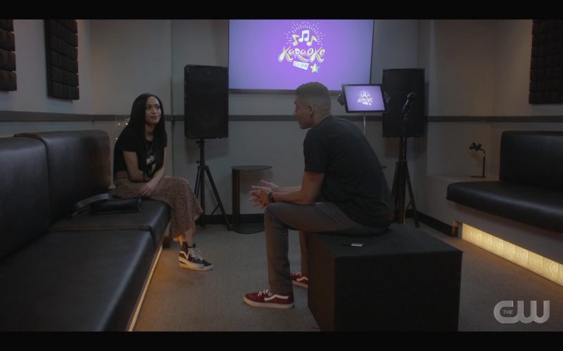 Vans Black Shoes of Samantha Logan and Vans Red Sneakers of Michael Evans Behling in All American S03E08 “Canceled” (2021) (Image 1)