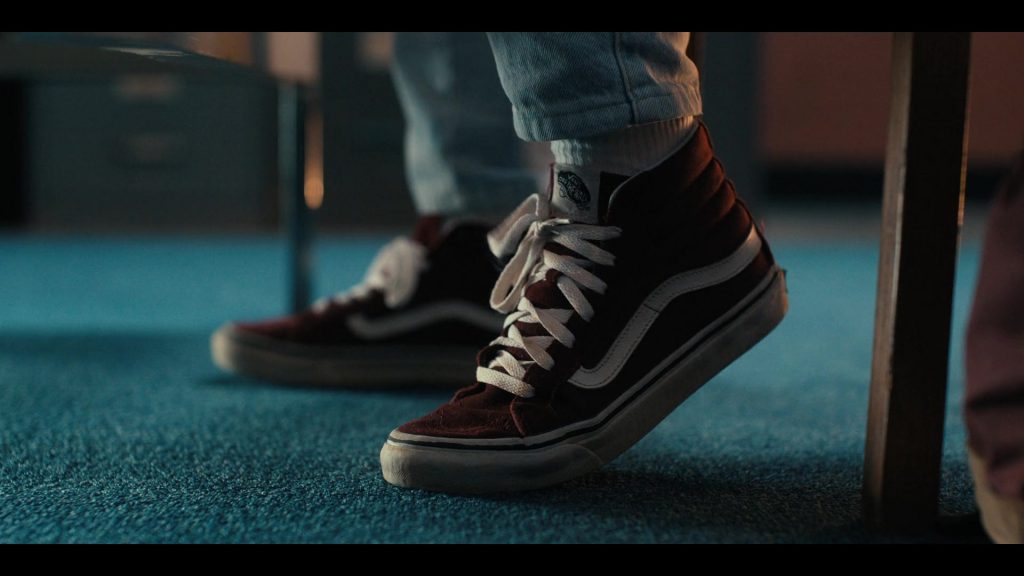 Vans Burgundy High Top Suede Shoes of Sadie Sink as Max Mayfield in Stranger Things S04E01 “Chapter One - The Hellfire Club” (2022) (Image 1)