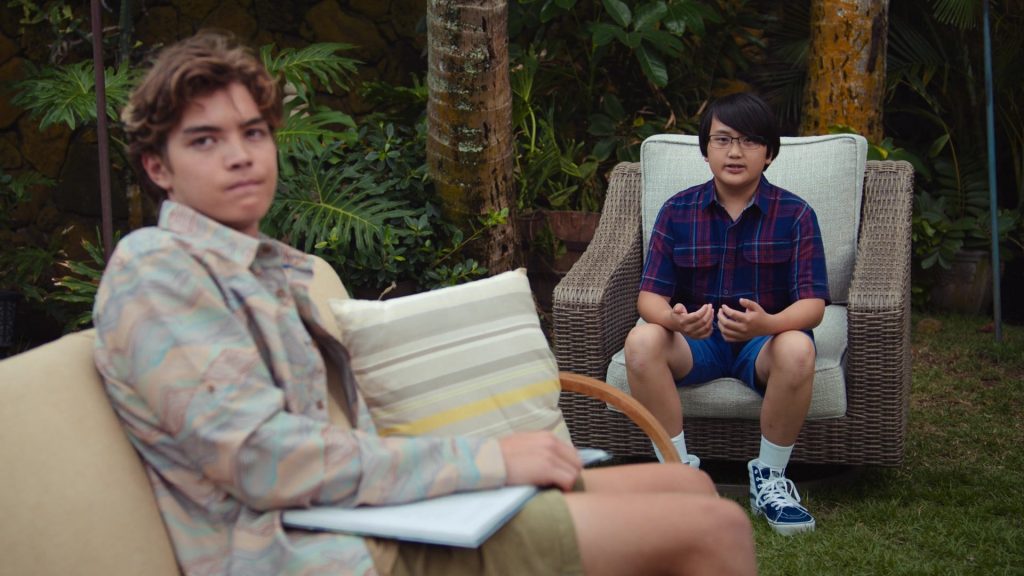 Vans Hi Blue-White Shoes Worn by Wes Tian in Doogie Kameāloha, M.D. S02E04 “Black Cloud, White Cloud” (2023) (Image 1)