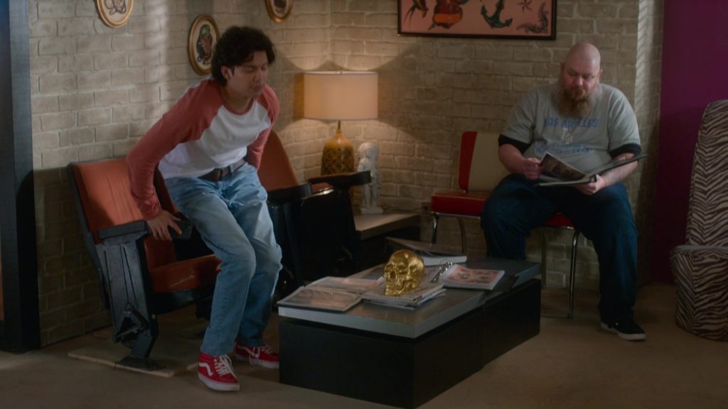 Vans Red Shoes in Cobra Kai S05E03 “Playing with Fire” (2022) (Image 1)