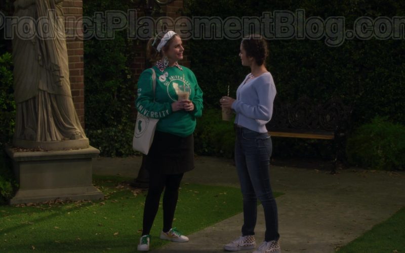 Vans Sk8-Hi Reissue Checkerboard Skate Shoes of Soni Nicole Bringas as Ramona in Fuller House S05E13 “College Tours” (2020) (Image 1)