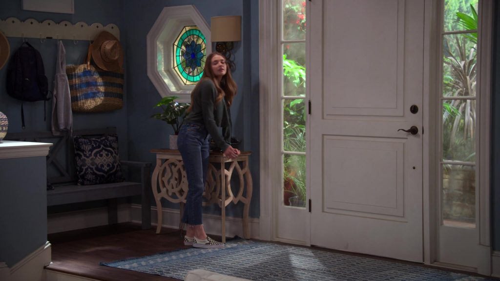 Vans Slip-On Black & White Checkered Classic Skate Shoes Worn by Reylynn Caster as Lola in The Big Show Show S01E05 “The Big Process” (2020) (Image 1)