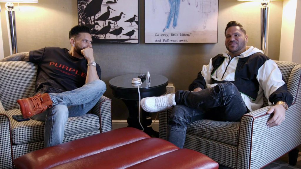 Nigel Sylvester x Air Jordan 4 Retro “Brick by Brick” sneakers and Louis Vuitton x Nike Air Force 1 Low sneakers in Jersey Shore Family Vacation S09E05 “Back to School” (2026) (Image 3)